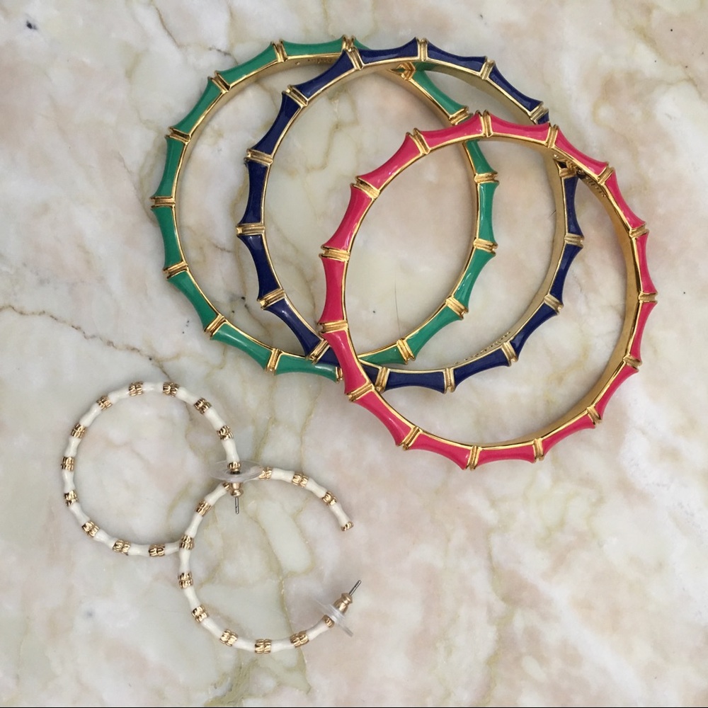 Stella & Dot Bamboo Style Bangles & Earrings